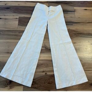 Tomasz Starzewski Y2K Cream Wide Leg Pants Hook Eye Zip High Rise 34" Inseam